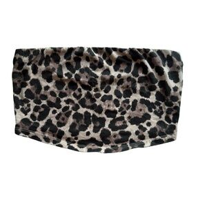 Streetwear Society Leopard Print Cropped Bandeau Tube Top Size S Festival Y2K